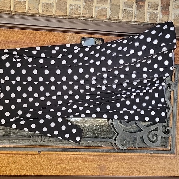 Polka Dot Black and White Women's Dress - Picture 7 of 9